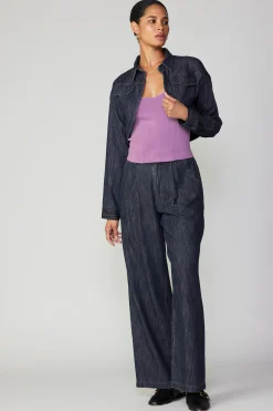 Current Air Cropped Denim Jacket DARKINDIGO Fashion