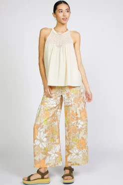 Current Air Crotchet Yoke Top LINEN New
