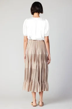 Current Air Cuffed Pleated Yoke Top WHITE Best