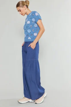 Current Air 3D Floral Crochet Top BLUEMLT Outlet