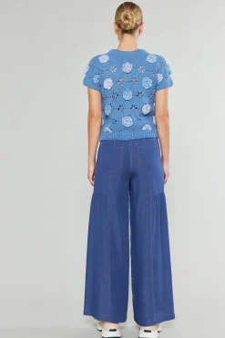 Current Air 3D Floral Crochet Top BLUEMLT Outlet