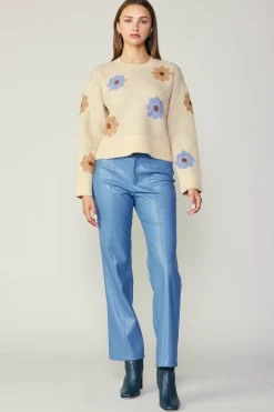Current Air Daisy Embroidered Sweater CREAM Hot
