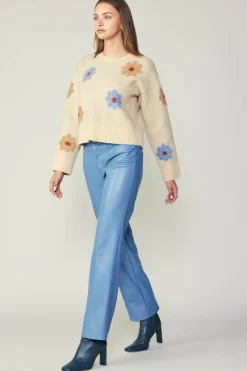 Current Air Daisy Embroidered Sweater CREAM Hot