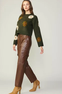 Current Air Daisy Embroidered Sweater KHAKI Discount
