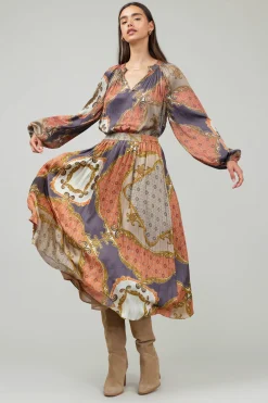 Current Air Damask Patterned Midi Skirt BROWNMLT Online