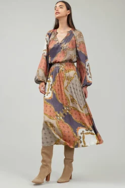 Current Air Damask Patterned Midi Skirt BROWNMLT Online