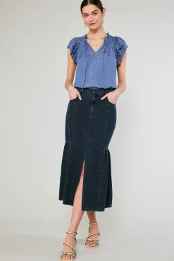 Current Air Denim Midi Skirt INDIGO Discount
