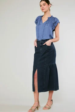 Current Air Denim Midi Skirt INDIGO Discount
