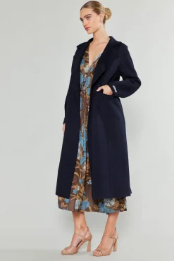 Current Air Double Breasted Wool Coat DARKNAVY Best