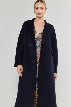 Current Air Double Breasted Wool Coat DARKNAVY Best