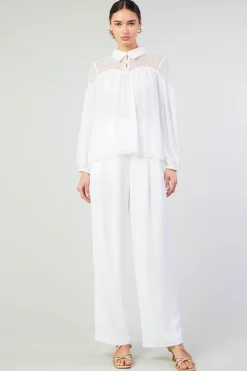 Current Air Elyse Lace Yoke Blouse WHITE Fashion