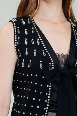 Current Air Embellished Cardigan Vest BLACK Outlet