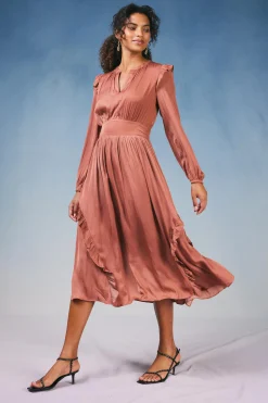Current Air Emmaline Ruffled Midi Dress CARAMEL Best