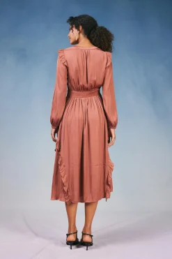 Current Air Emmaline Ruffled Midi Dress CARAMEL Best