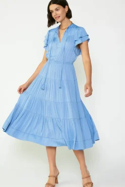 Current Air Everleigh Flutter Sleeve Midi Dress LIGHTDUSTYBLUE Hot
