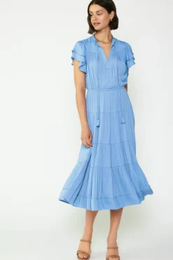 Current Air Everleigh Flutter Sleeve Midi Dress LIGHTDUSTYBLUE Hot