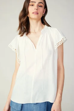 Current Air Eyelet Blouse WHITE Discount