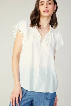 Current Air Eyelet Blouse WHITE Discount