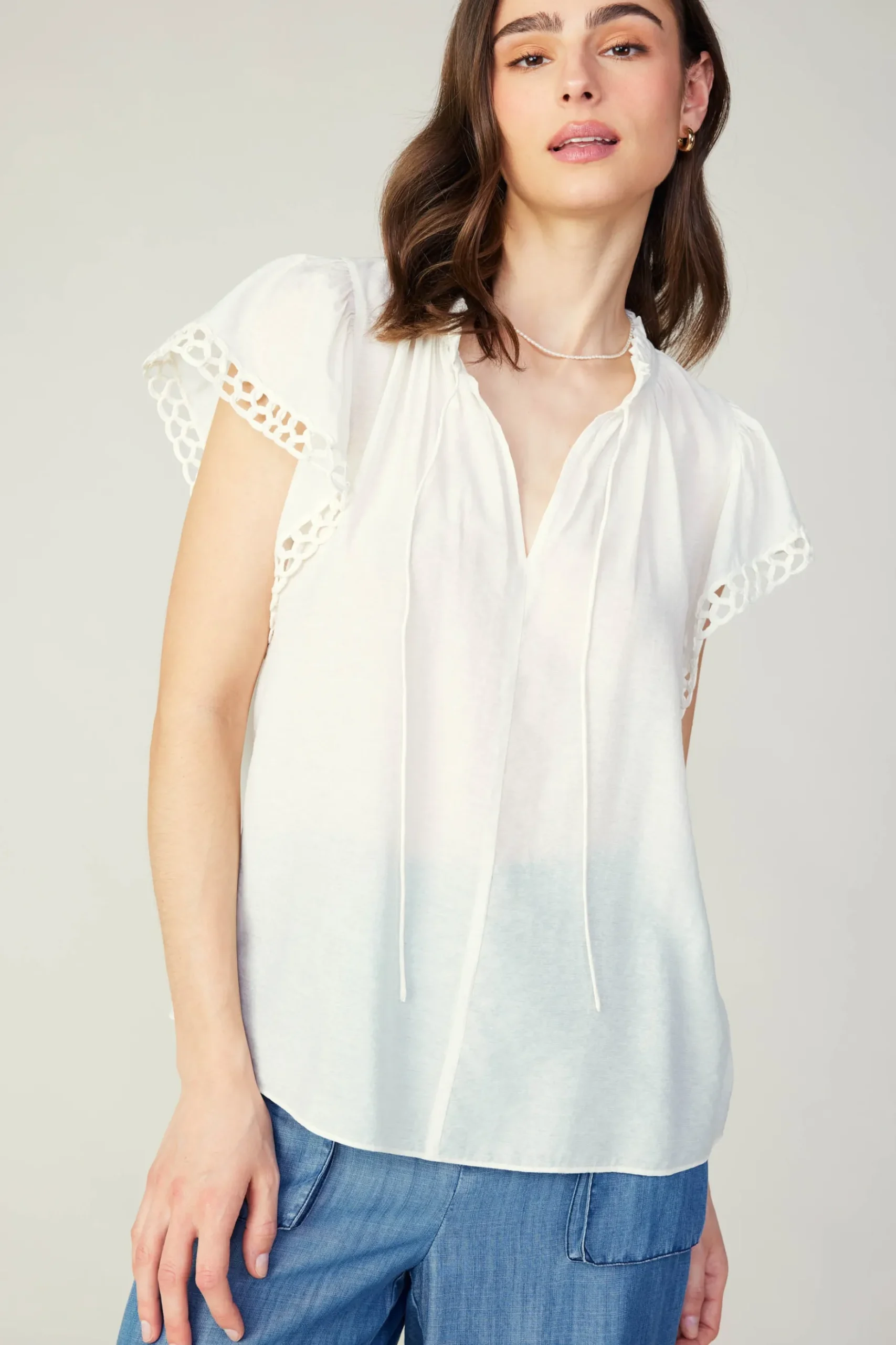 Current Air Eyelet Blouse WHITE Discount