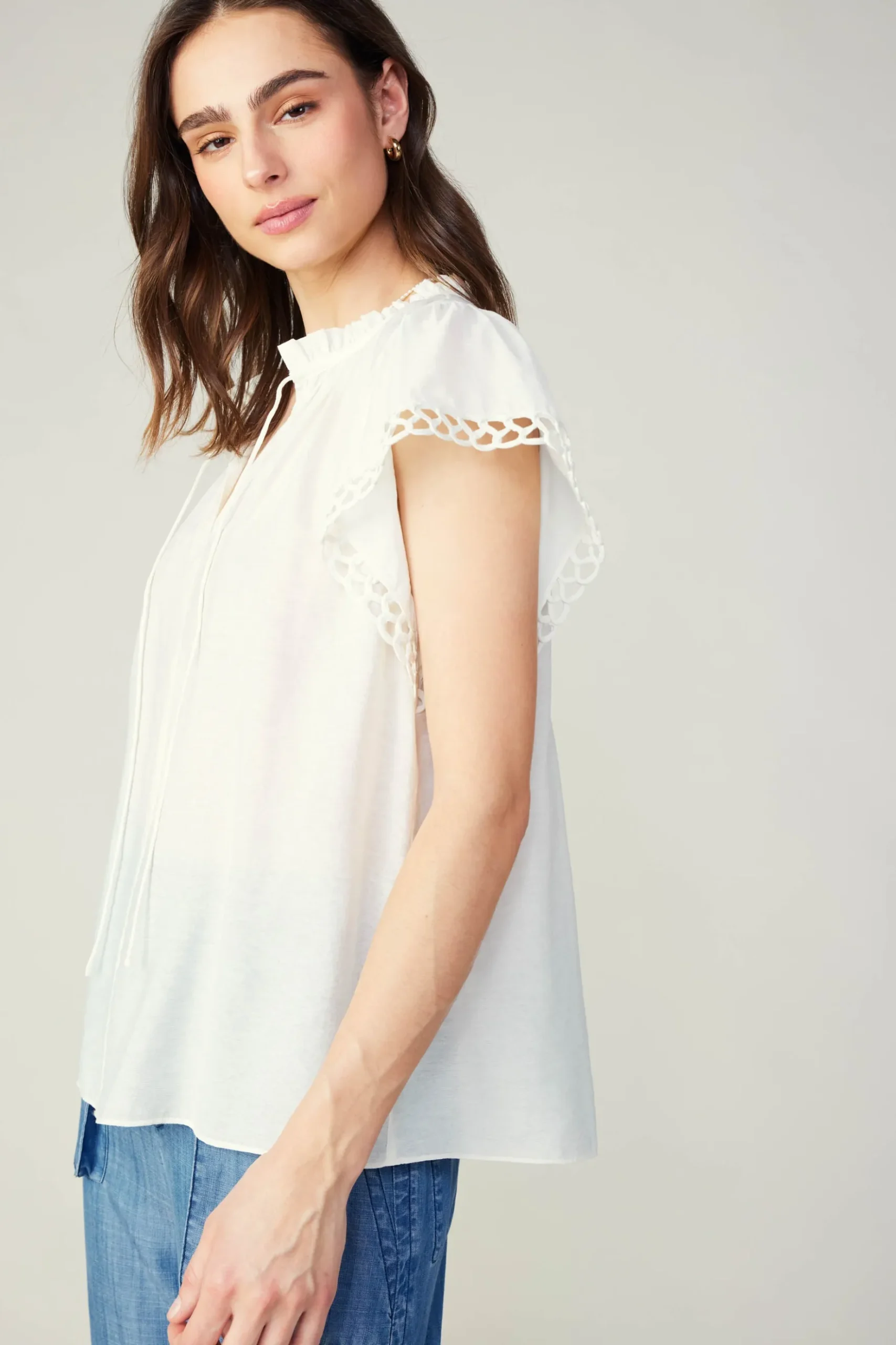 Current Air Eyelet Blouse WHITE Discount