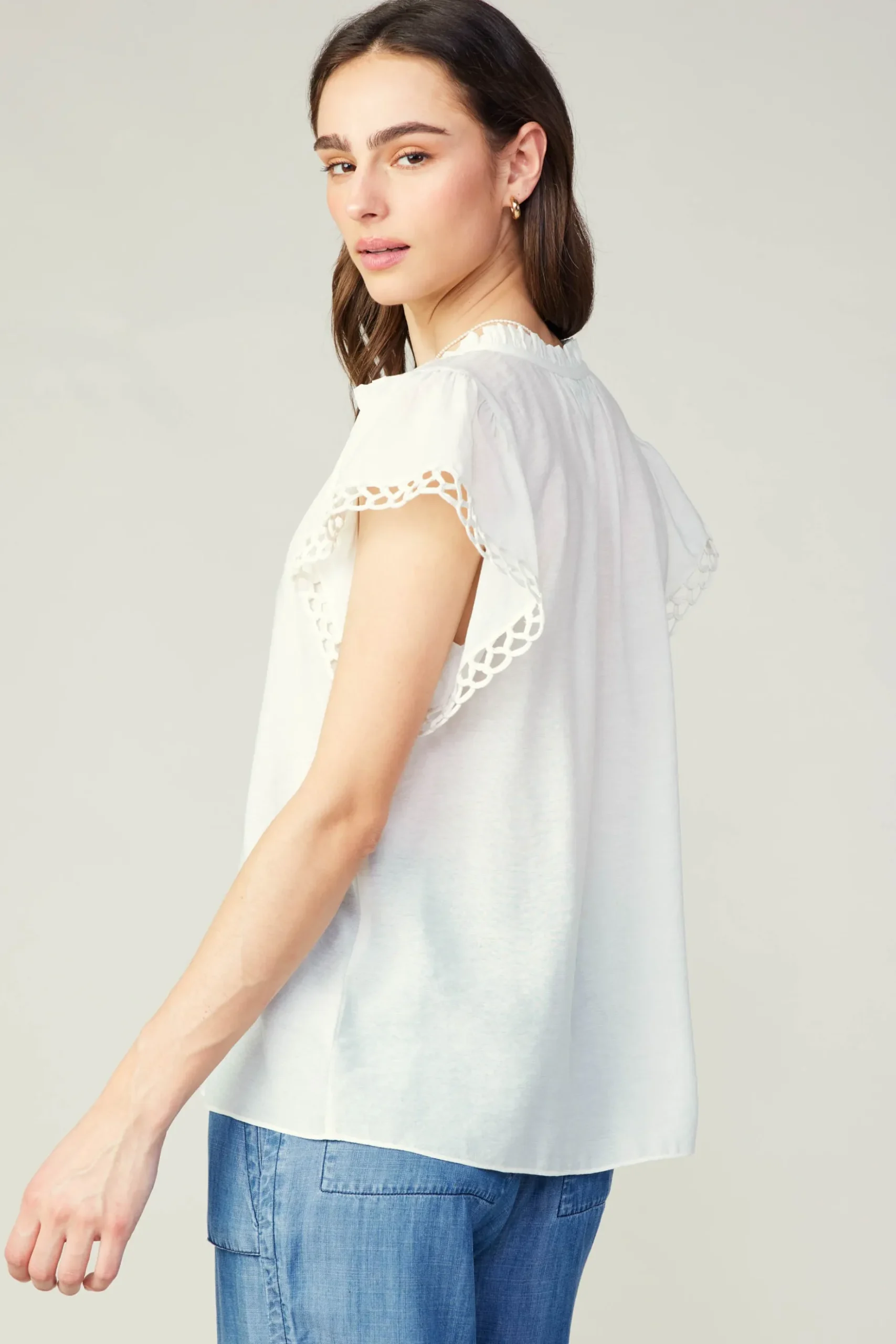 Current Air Eyelet Blouse WHITE Discount