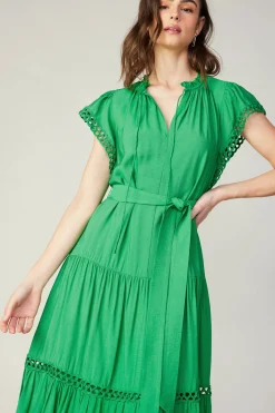 Current Air Eyelet Lace Midi Dress SPRINGGREEN Discount