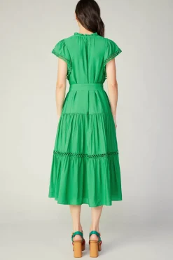 Current Air Eyelet Lace Midi Dress SPRINGGREEN Discount