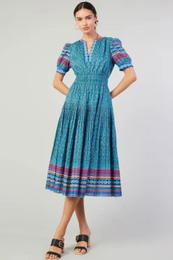 Current Air Floral Bohemian Midi Dress BLUEMLT Clearance