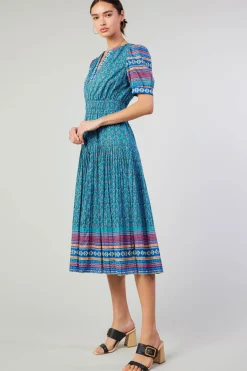 Current Air Floral Bohemian Midi Dress BLUEMLT Clearance