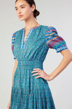 Current Air Floral Bohemian Midi Dress BLUEMLT Clearance