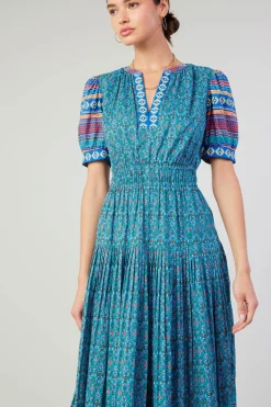 Current Air Floral Bohemian Midi Dress BLUEMLT Clearance