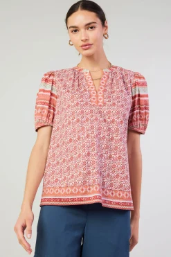 Current Air Floral Bohemian Top REDMLT Clearance