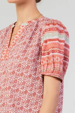 Current Air Floral Bohemian Top REDMLT Clearance