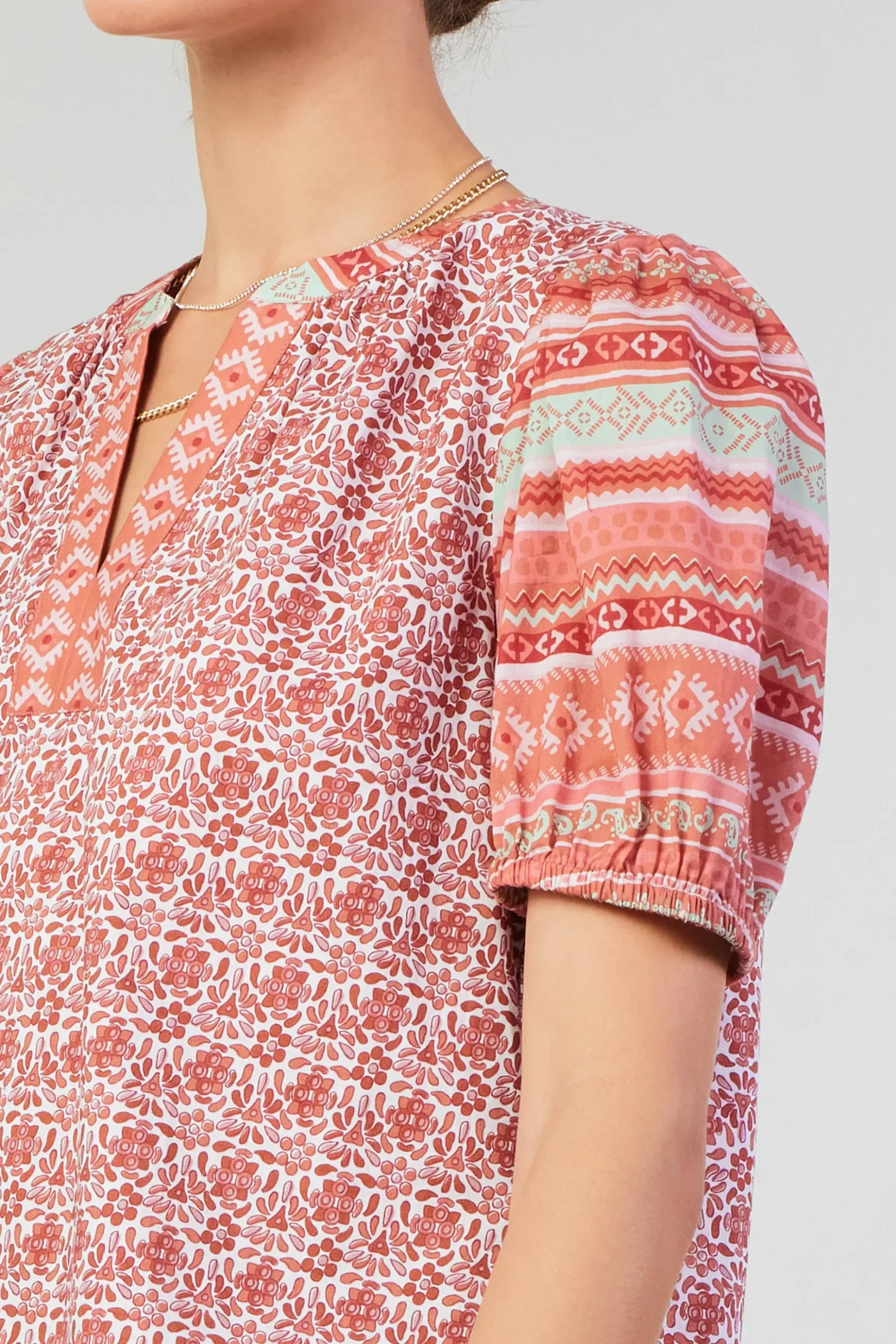 Current Air Floral Bohemian Top REDMLT Clearance