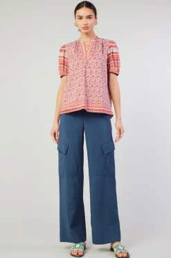 Current Air Floral Bohemian Top REDMLT Clearance