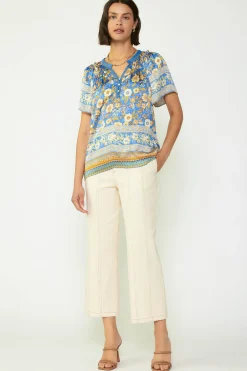 Current Air Floral Border Print Blouse BLUESAND Best