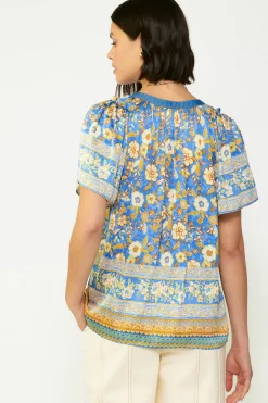 Current Air Floral Border Print Blouse BLUESAND Best