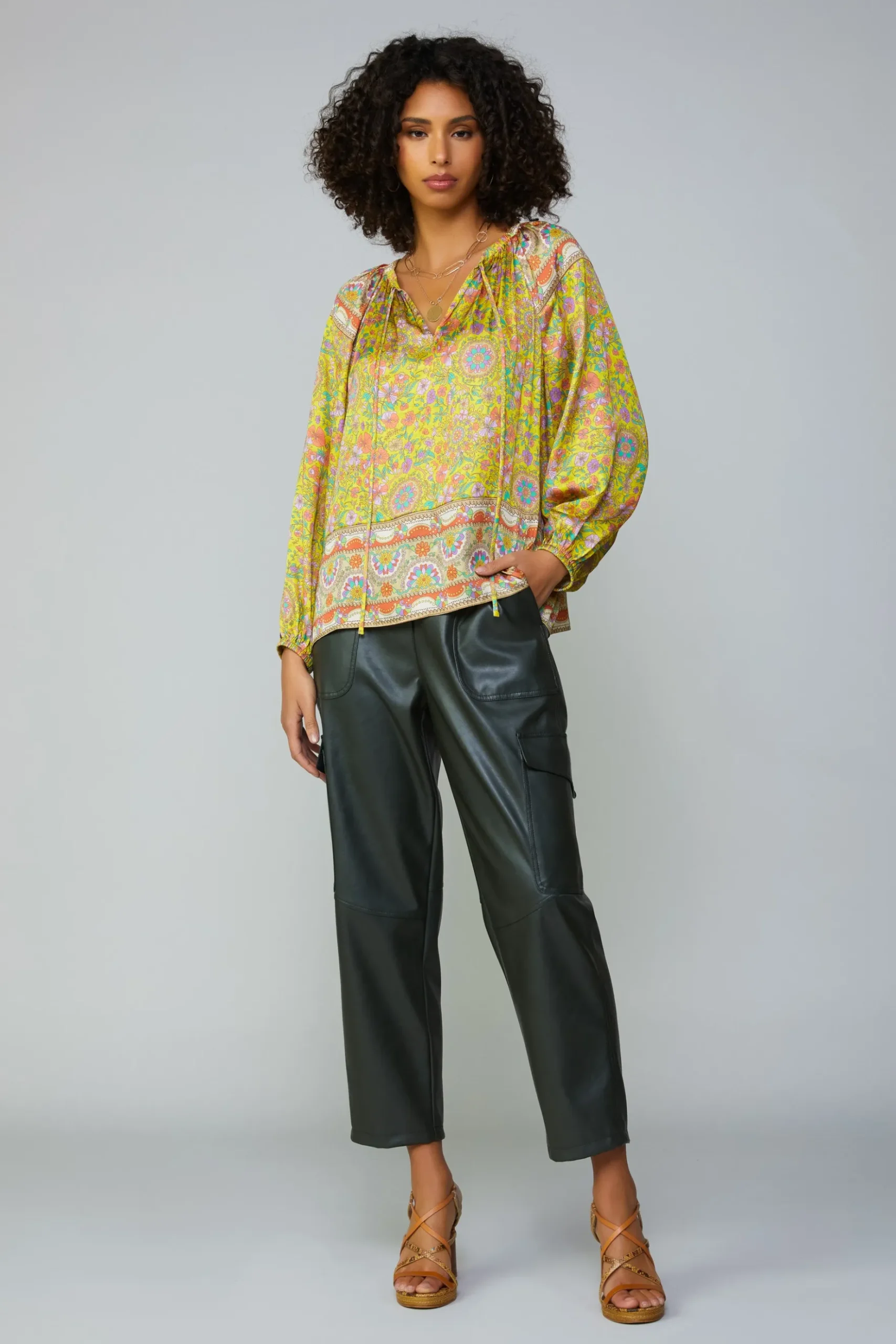 Current Air Floral Border Print Raglan Blouse YELLOWMLT Hot