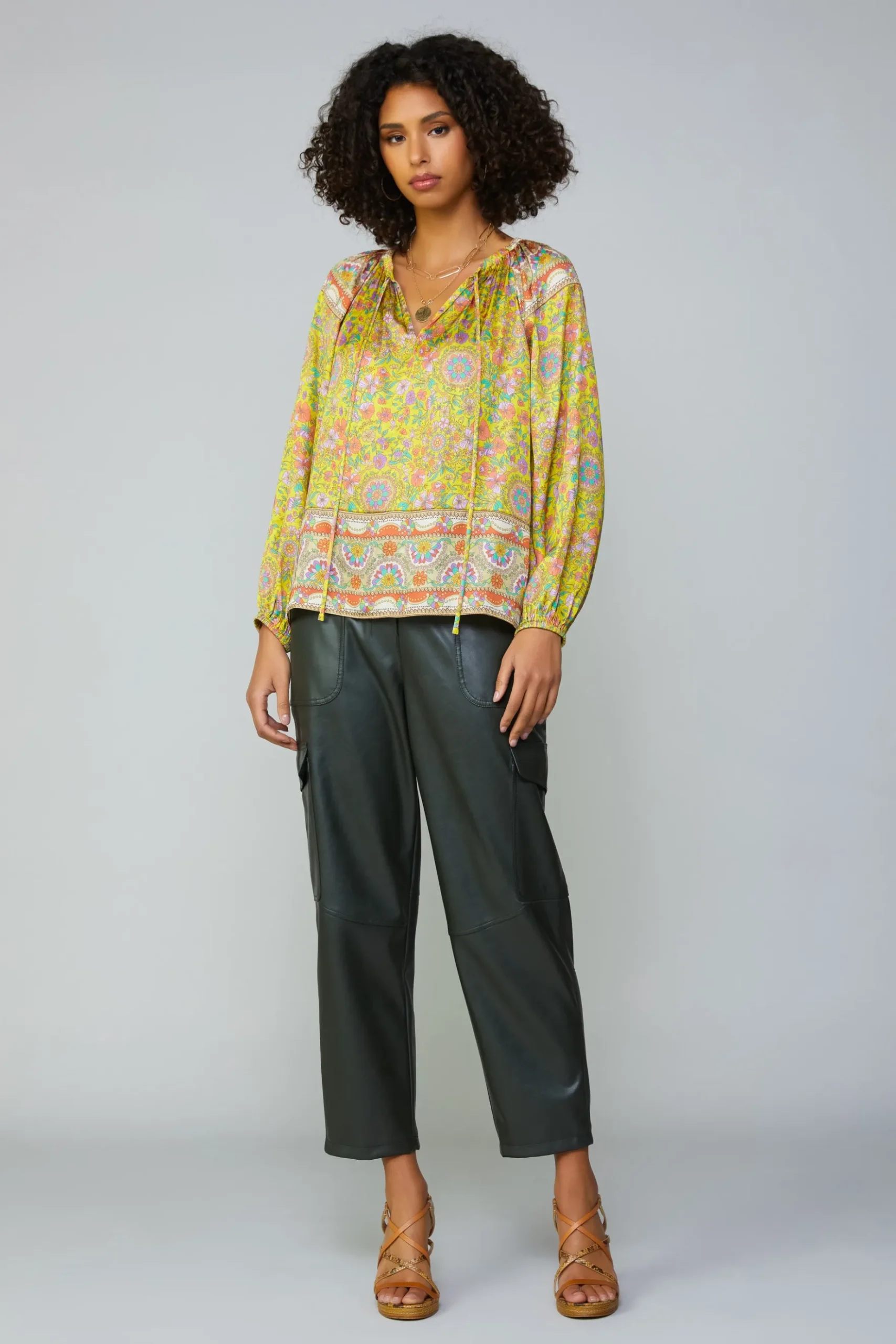 Current Air Floral Border Print Raglan Blouse YELLOWMLT Hot