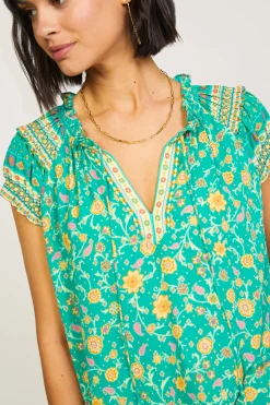 Current Air Floral Border Print Top GREENYELLOWFLORAL Fashion