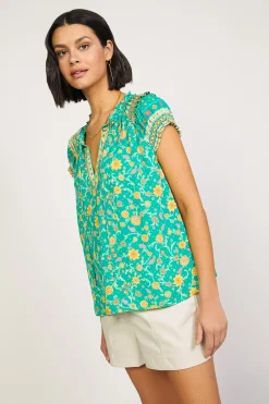 Current Air Floral Border Print Top GREENYELLOWFLORAL Fashion