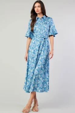 Current Air Floral Buttondown Shirt Dress BLUEMLT Discount