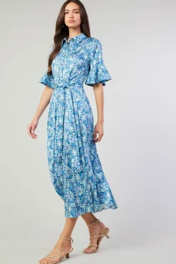 Current Air Floral Buttondown Shirt Dress BLUEMLT Discount