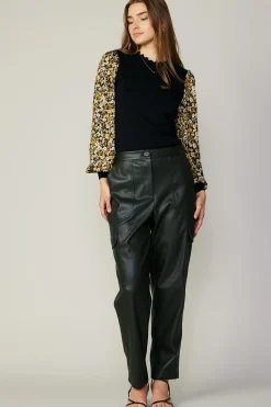 Current Air Floral Contrast Sweater Top BLACKFLORAL Best