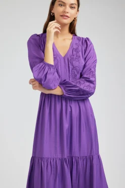 Current Air Floral Embroidered Maxi Dress PLUM Sale
