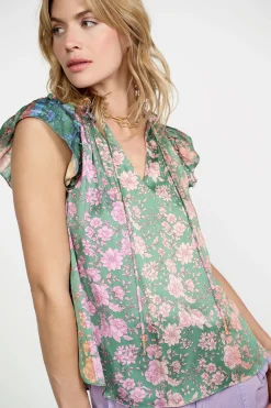 Current Air Floral Gradient Ruffled Blouse FLORALGREENMLT Fashion