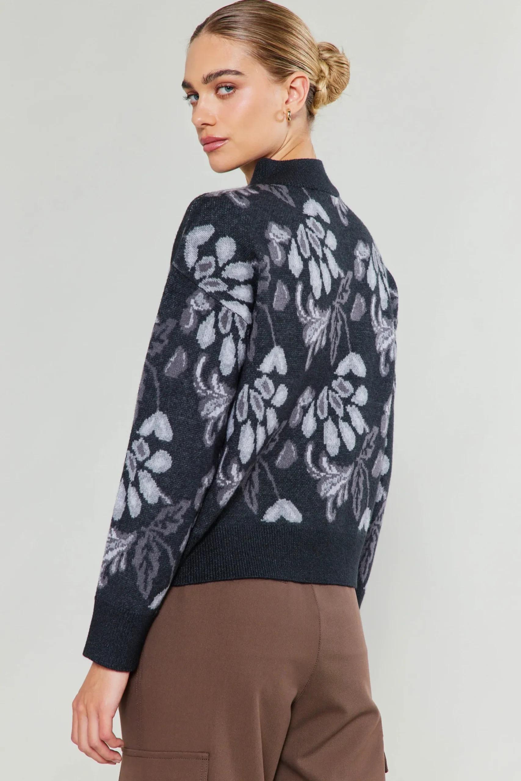 Current Air Floral Jacquard Sweater BLACKMLT Clearance