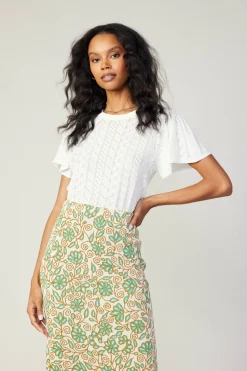 Current Air Floral Knit Midi Skirt GREENMLT Fashion