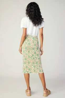 Current Air Floral Knit Midi Skirt GREENMLT Fashion