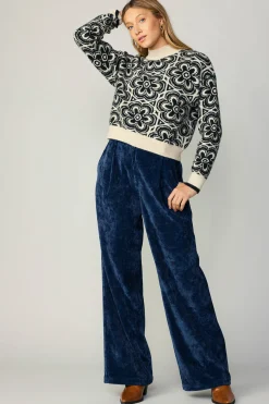 Current Air Floral Mock Neck Sweater BLACK Discount